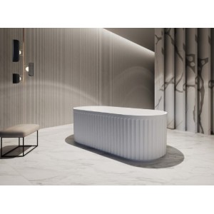 Roma fluted shape freestanding Gloss white bathtub 1700